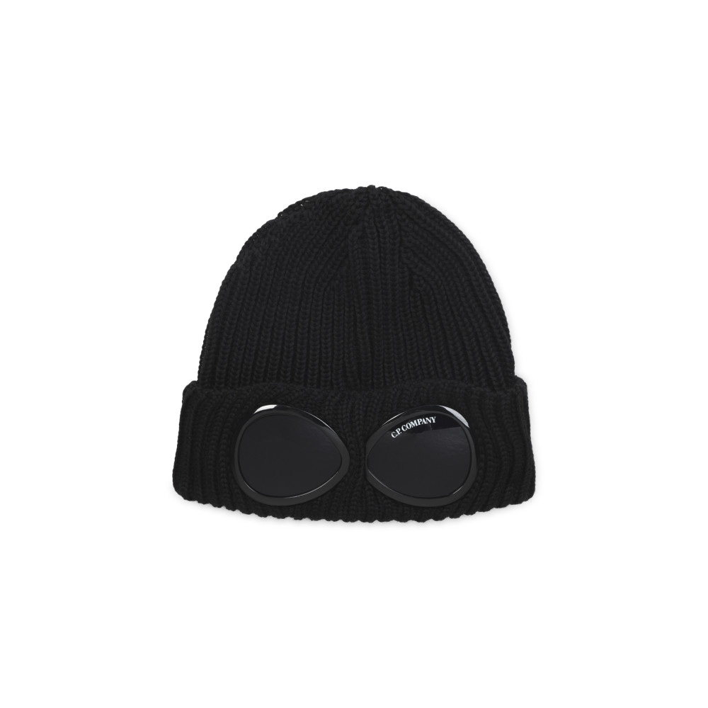C.p. Company Black Lenses Textured Beanie Hat In Blue