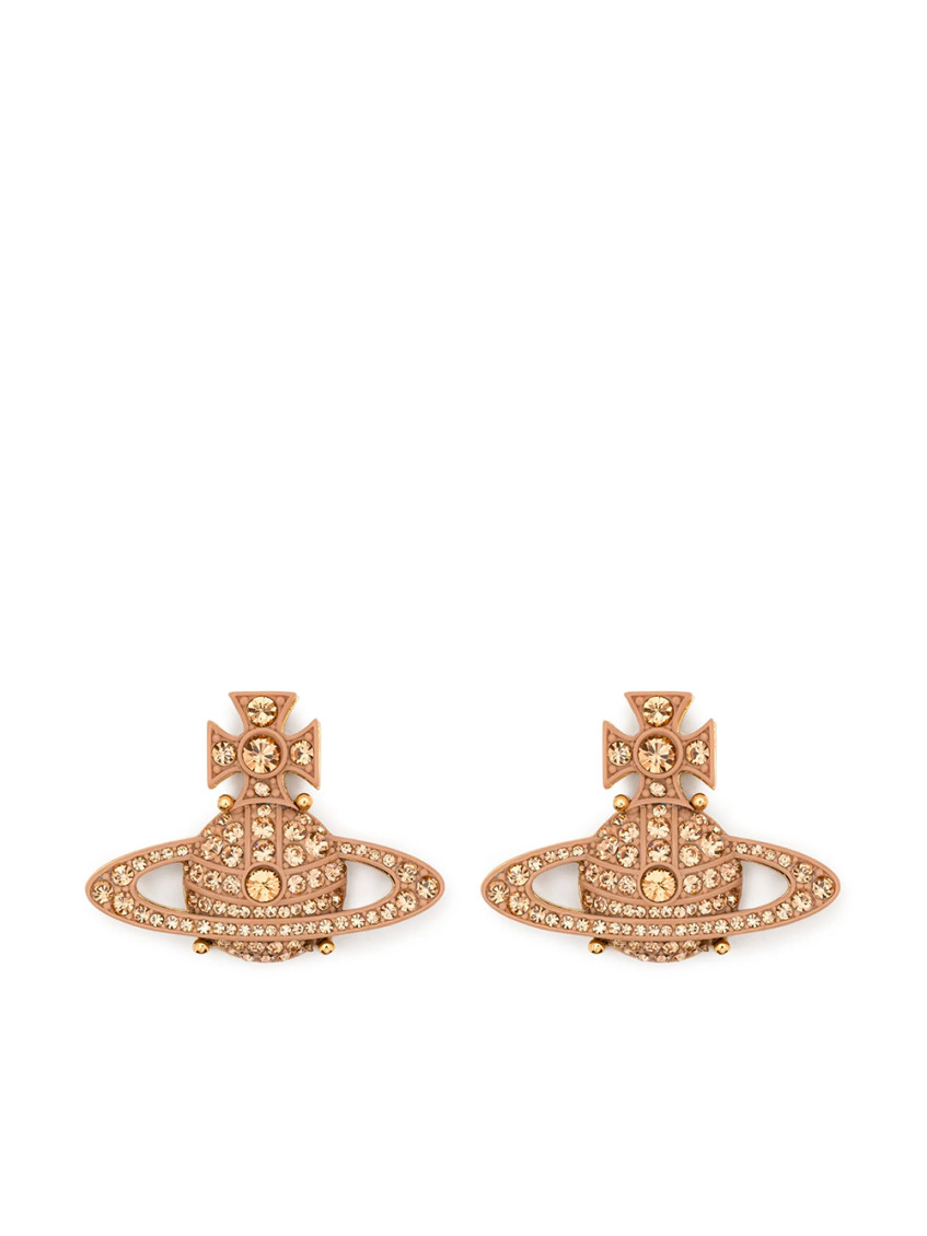 Vivienne Westwood Modern Orb Stud Earrings Crystal Embellishments In Gold
