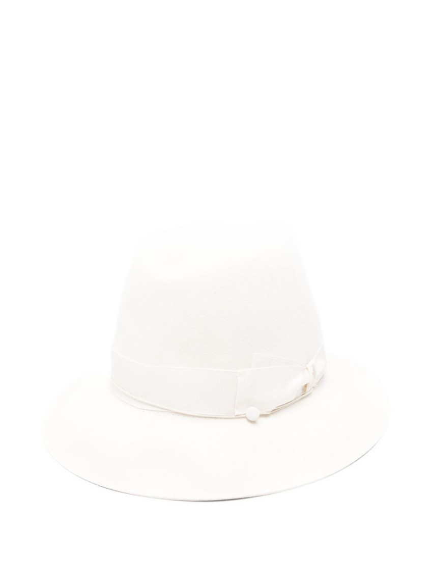 Borsalino Beige Monica Bucket Hat In White