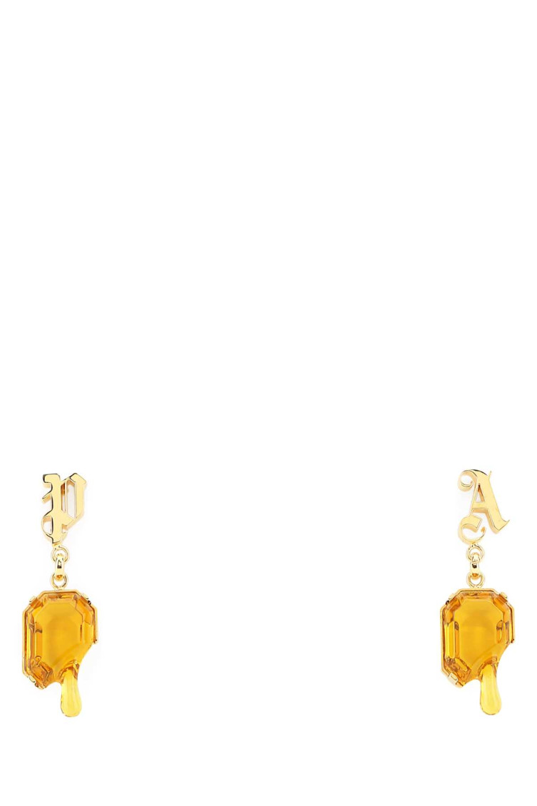 Palm Angels Melting Stones Lettering Earrings In Gold