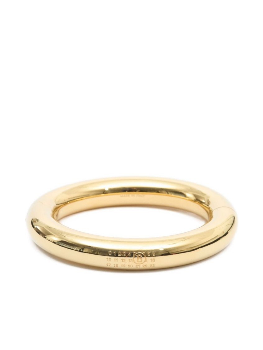 Mm6 Maison Margiela Golden Numeric Pattern Bangle Bracelet In Gold