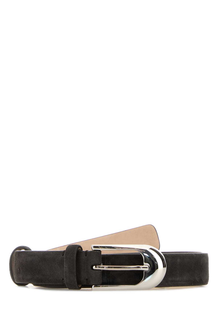 Khaite Dark Brown Textured Belt In Black