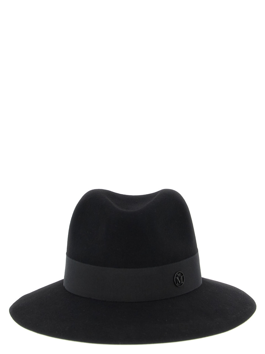 Maison Michel Black Logo Fedora Hat