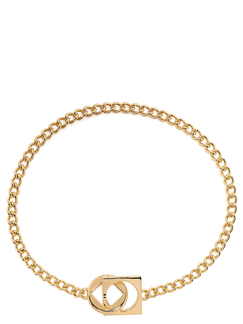 JACQUEMUS GOLDEN ROUND SQUARE NECKLACE 