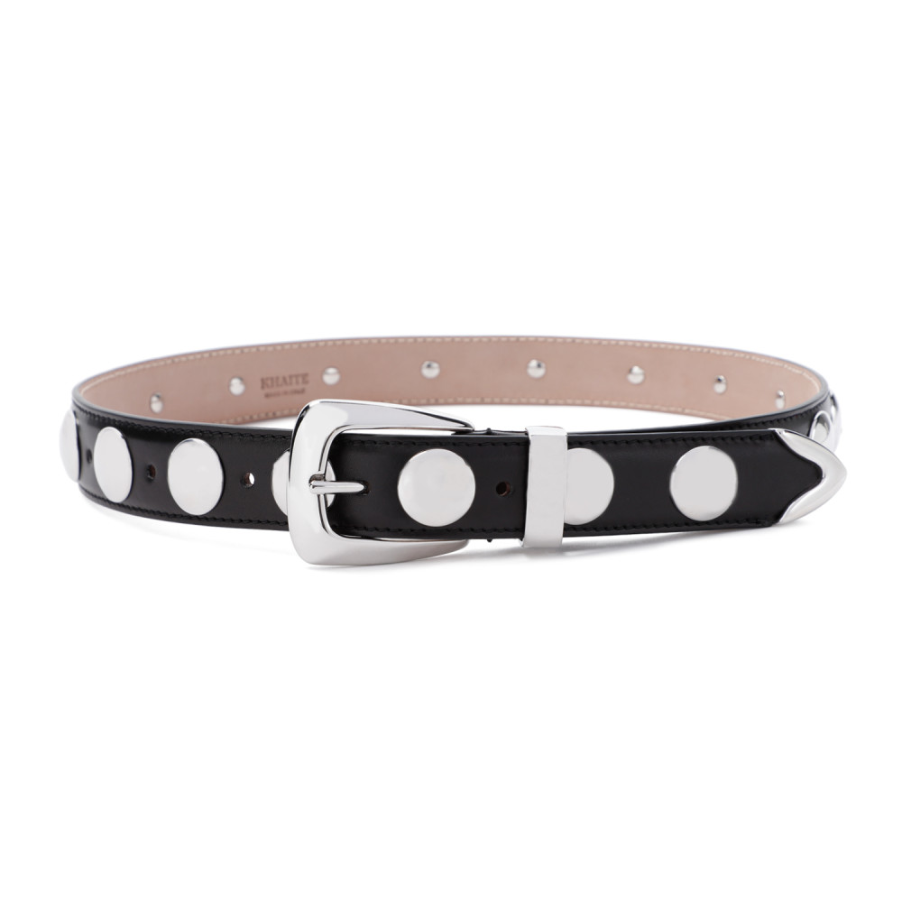 Khaite Benny Studded Suede Belt In Black