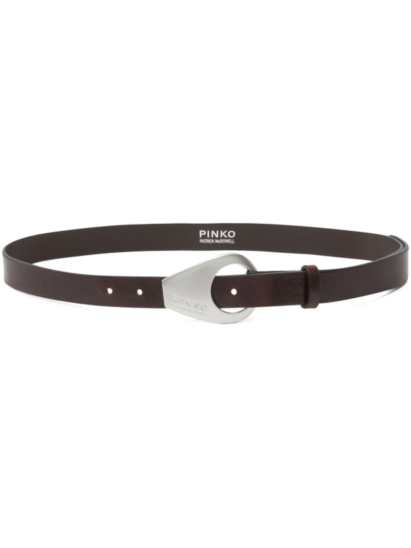 Pinko Brown Geometric Buckle Belt In Brown