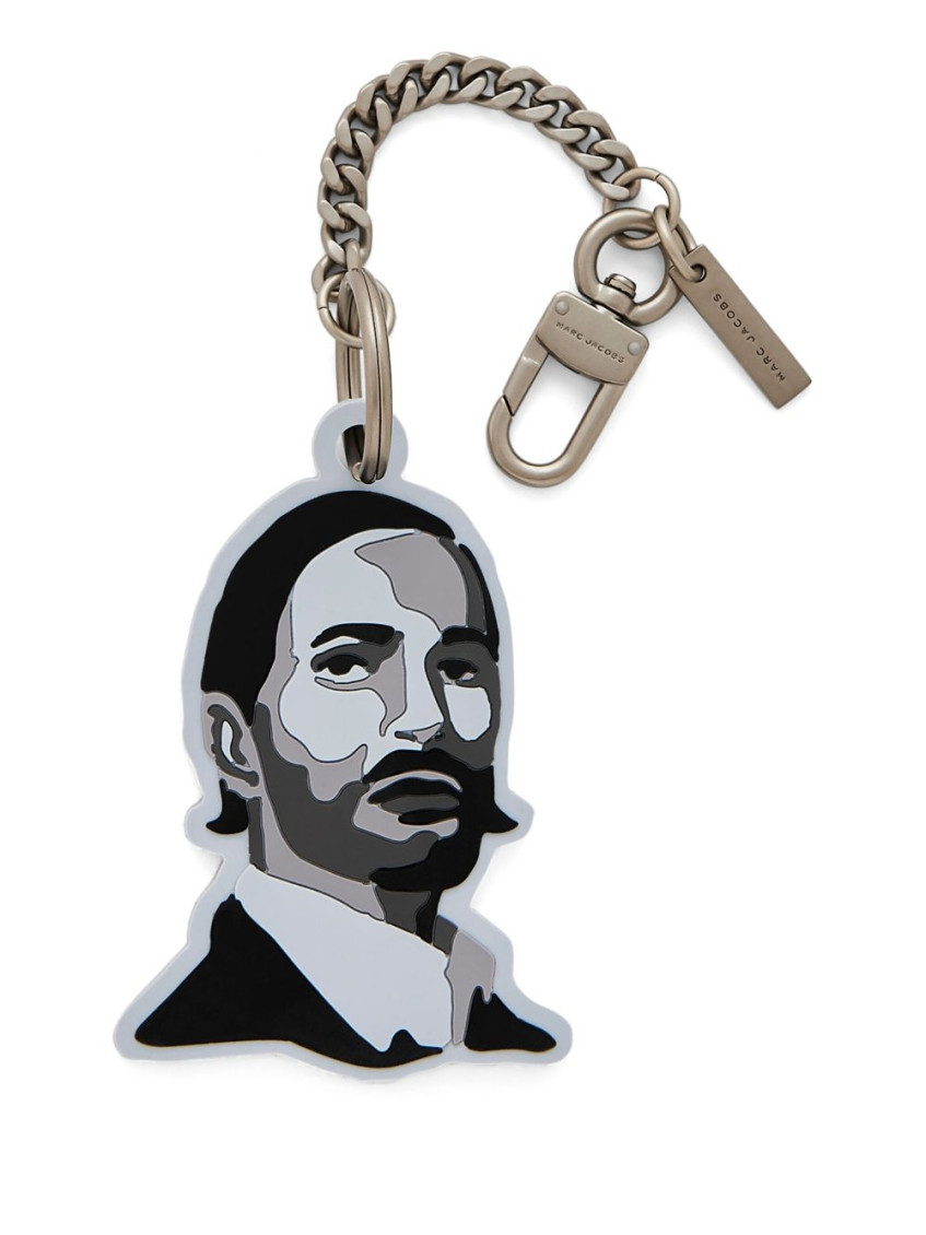 Marc Jacobs Face Charm Keyholder Chain Detail In Black
