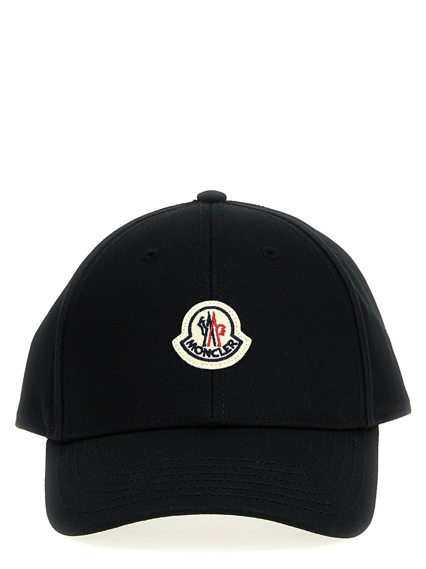 Moncler Logo Patch Cap Hats Black In Black