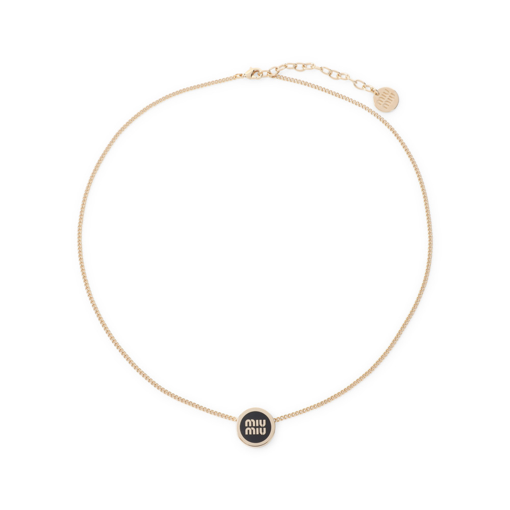 Miu Miu Adjustable Chain Necklace With Pendant Detail