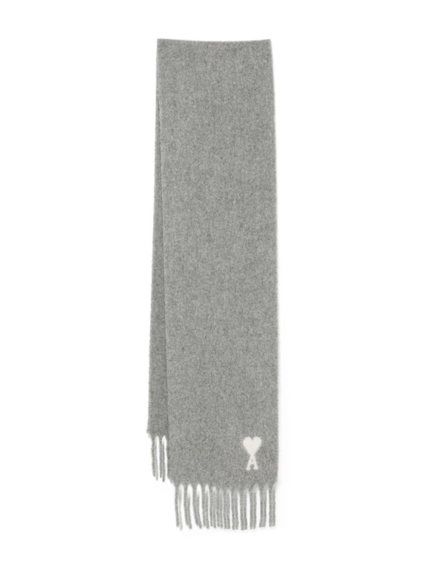 Ami Alexandre Mattiussi Ami Paris Women Ami De Coeur Wool Scarf In Gray