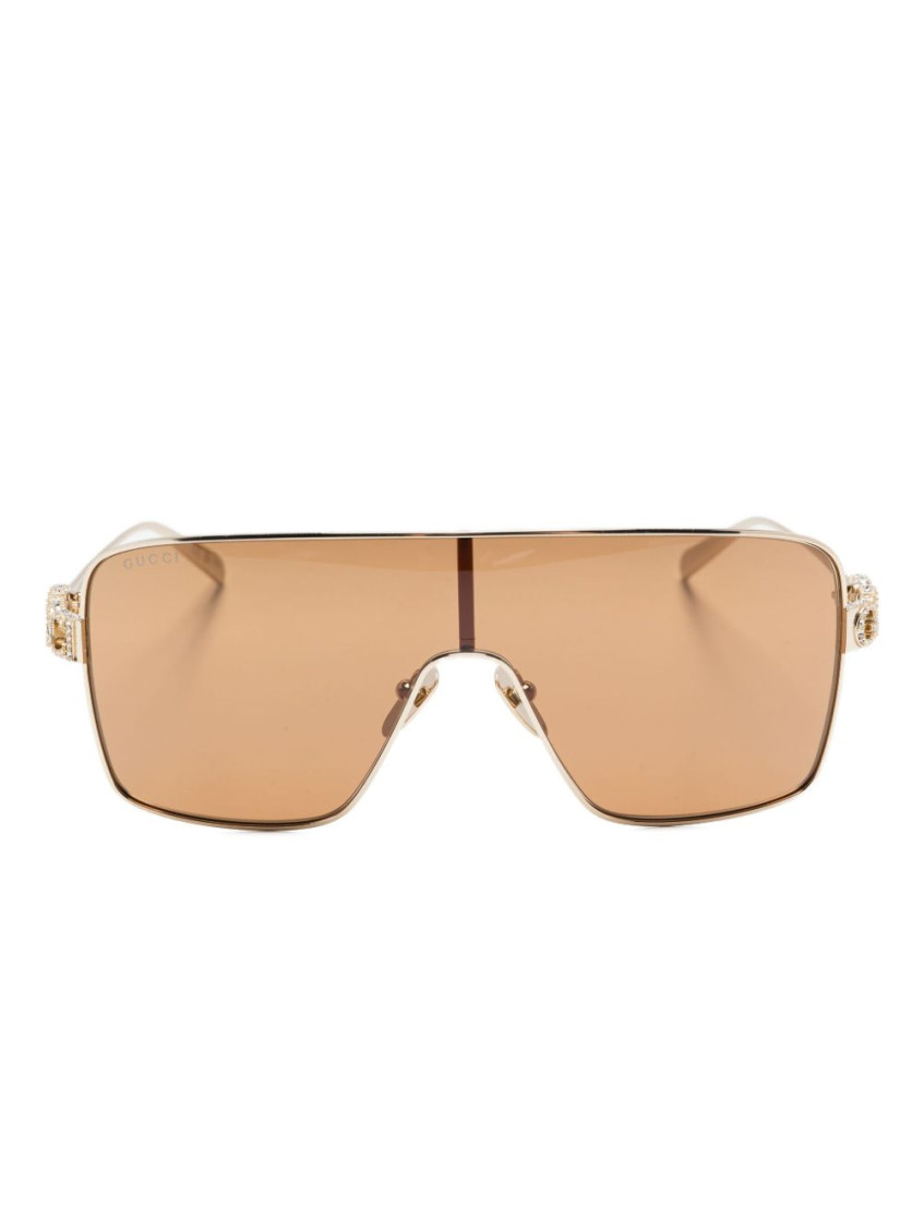 Gucci Rectangle Sunglasses Crystal-embellished Protective Case In Gold