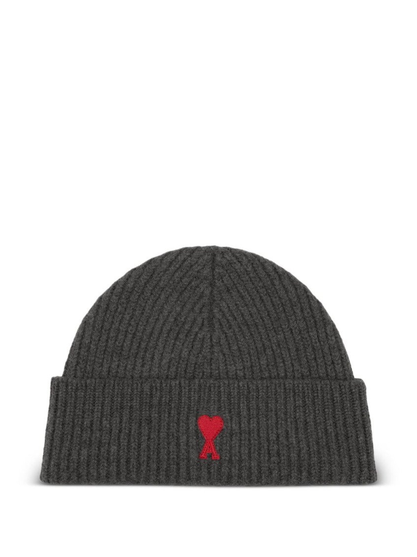 Ami Alexandre Mattiussi Ami Paris Ami Paris De Coeur Wool Beanie In Black