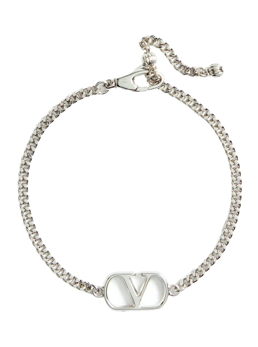 Valentino Logo Chain Link Bracelet In Metallic