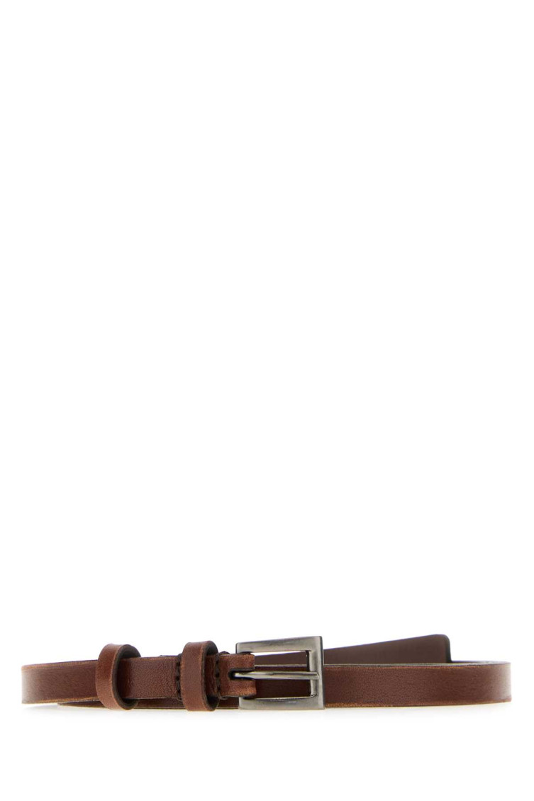 Prada Adjustable Leather Belt Featuring Smooth Finish In Brown