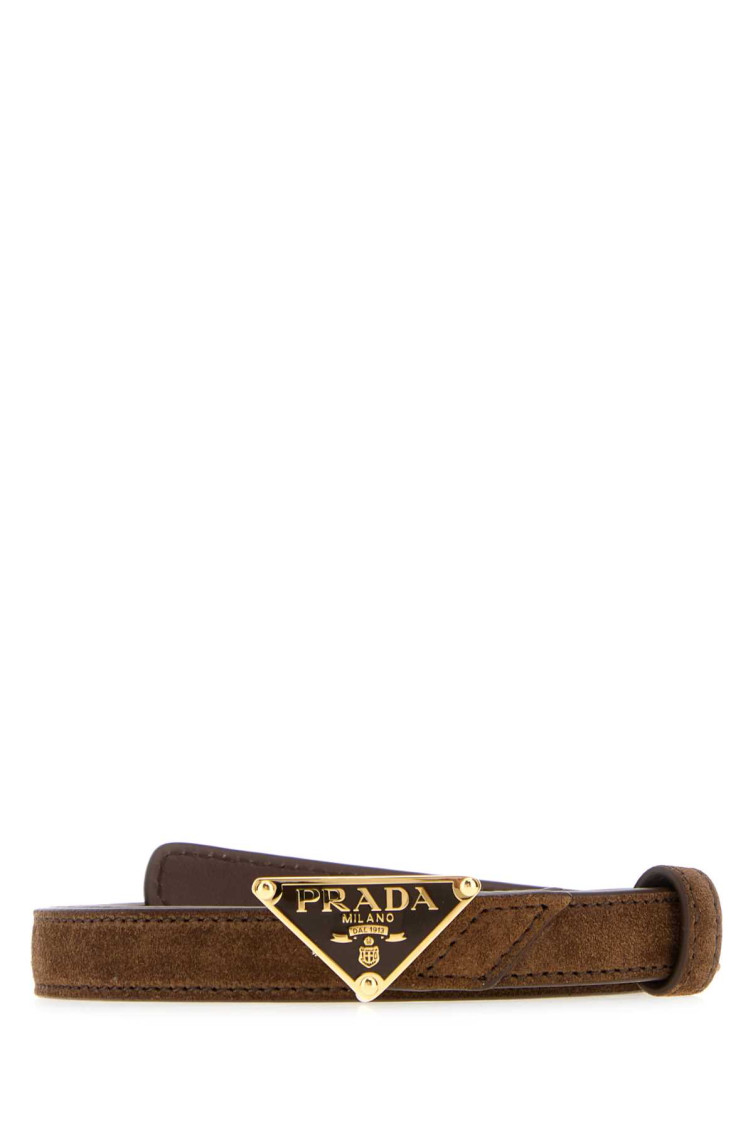 Prada Brown Logo Buckle Belt Belt