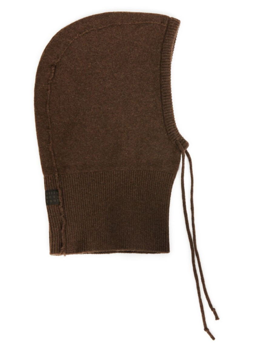 Mm6 Maison Margiela Ribbed Trim Wool Knit Hat In Brown