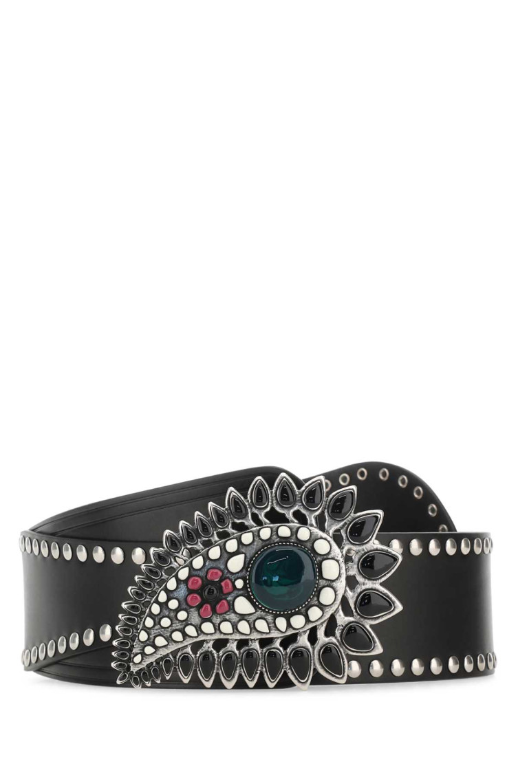 Shop Isabel Marant Black Embellished Buckle Belt