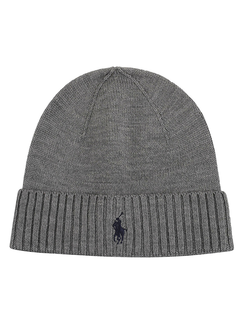 Polo Ralph Lauren Grey Logo Beanie Hat In Grey