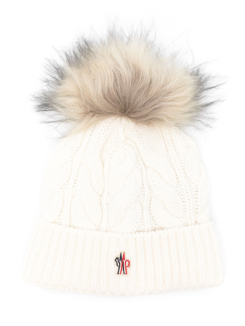 Moncler Pompom-detail Beanie Hat In White