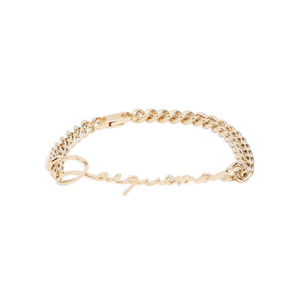 Jacquemus La Gourmette Logo Lettering Bracelet In Golden
