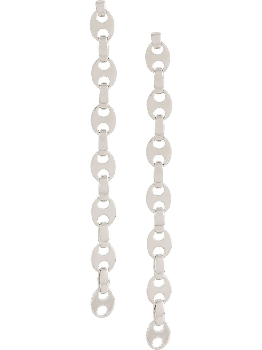 Rabanne Chain Design Earrings With Interlocking Circular Links In Silver