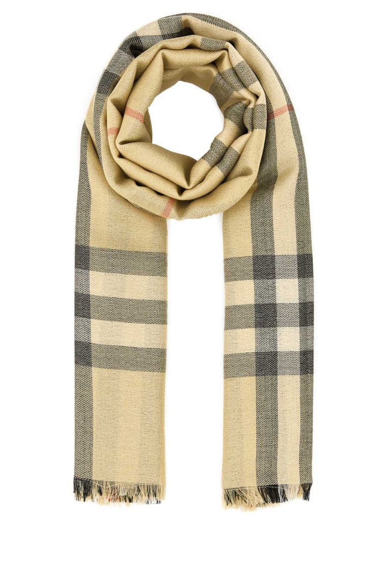BURBERRY BEIGE CHECK PATTERN SCARF
