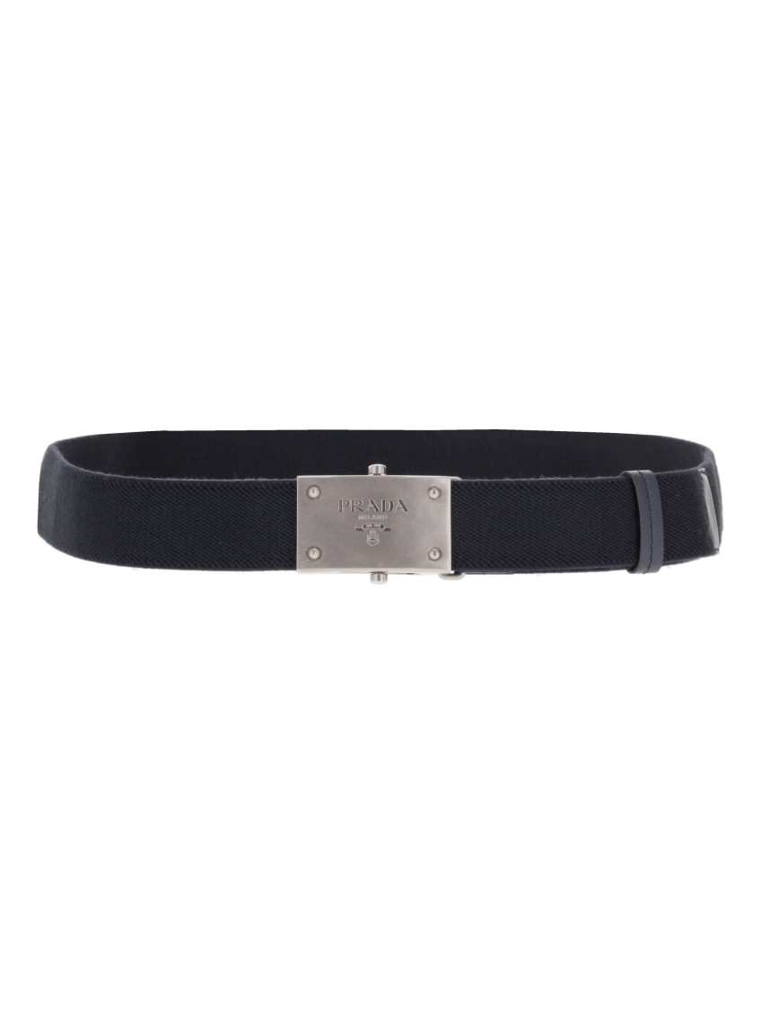 Prada Navy Blue Logo Buckle Belt for Men Online USA at Darveys.com