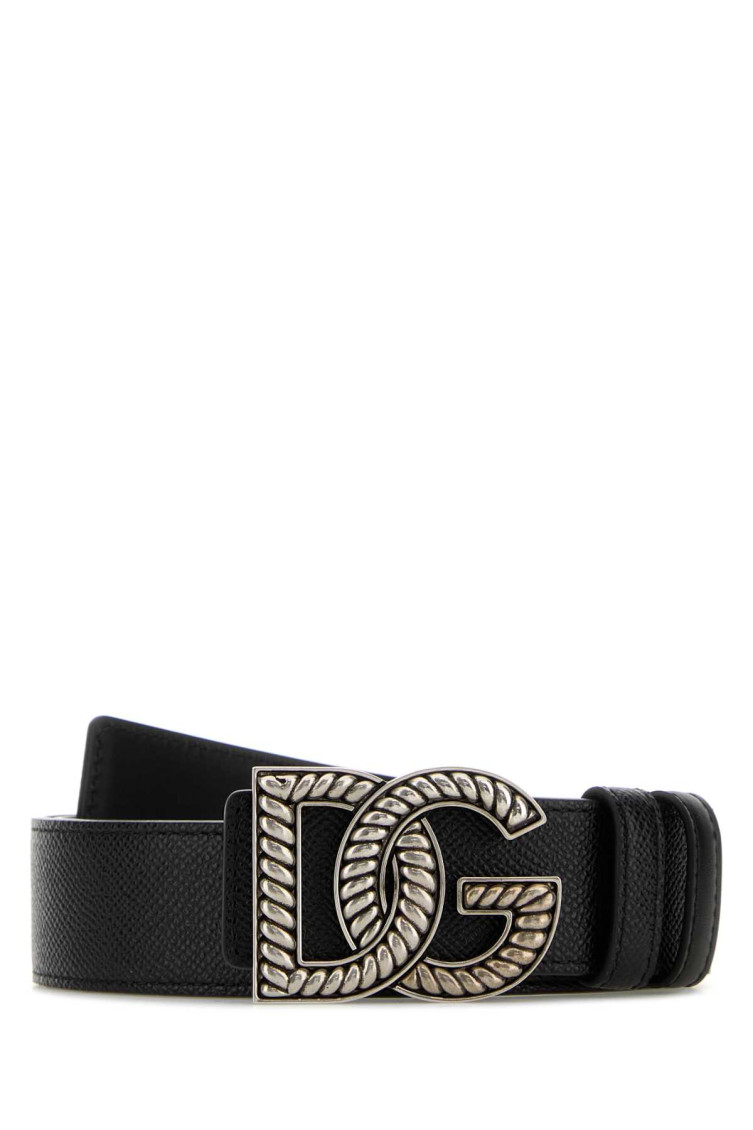 Dolce & Gabbana Black DG Logo Buckle Belt for Men Online USA at