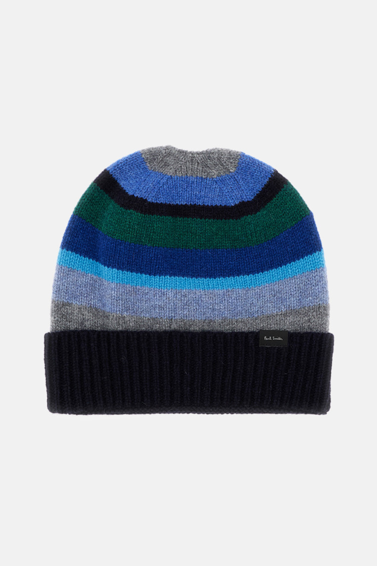Paul Smith Multicolor Striped Beanie Hat In Gold