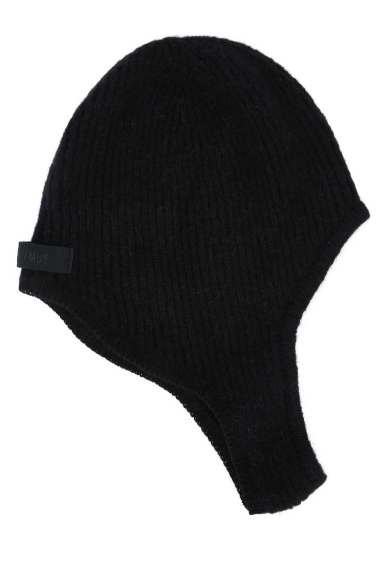 Jacquemus Black Textured Balaclava Hat In Black