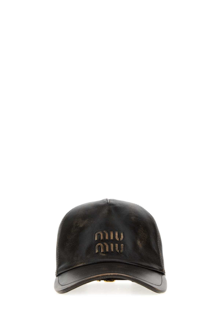 Miu Miu Dark Brown Logo Baseball Hat In Brown