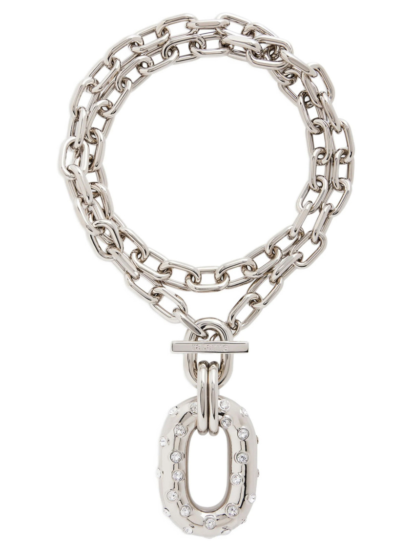 Rabanne Iconic Xl Chain-link Crystal-embellished Necklace In Silver