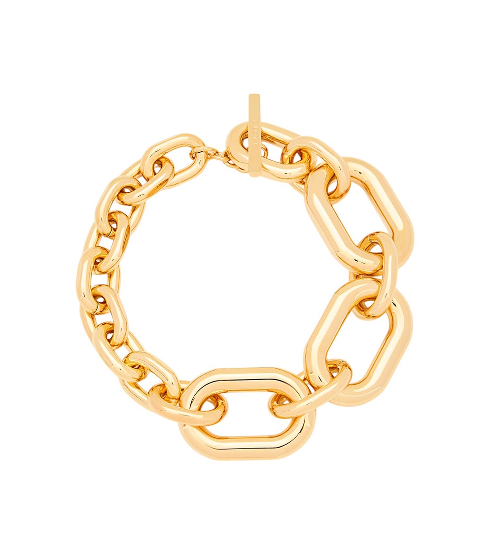 Rabanne Interlocking Link Bracelet With Polished Gold Finish In Golden