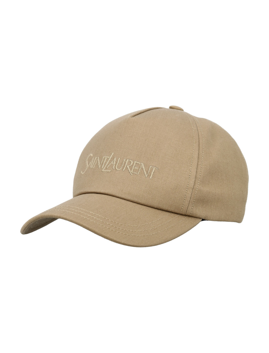 Saint Laurent Logo Embroidery Baseball Cap In Beige