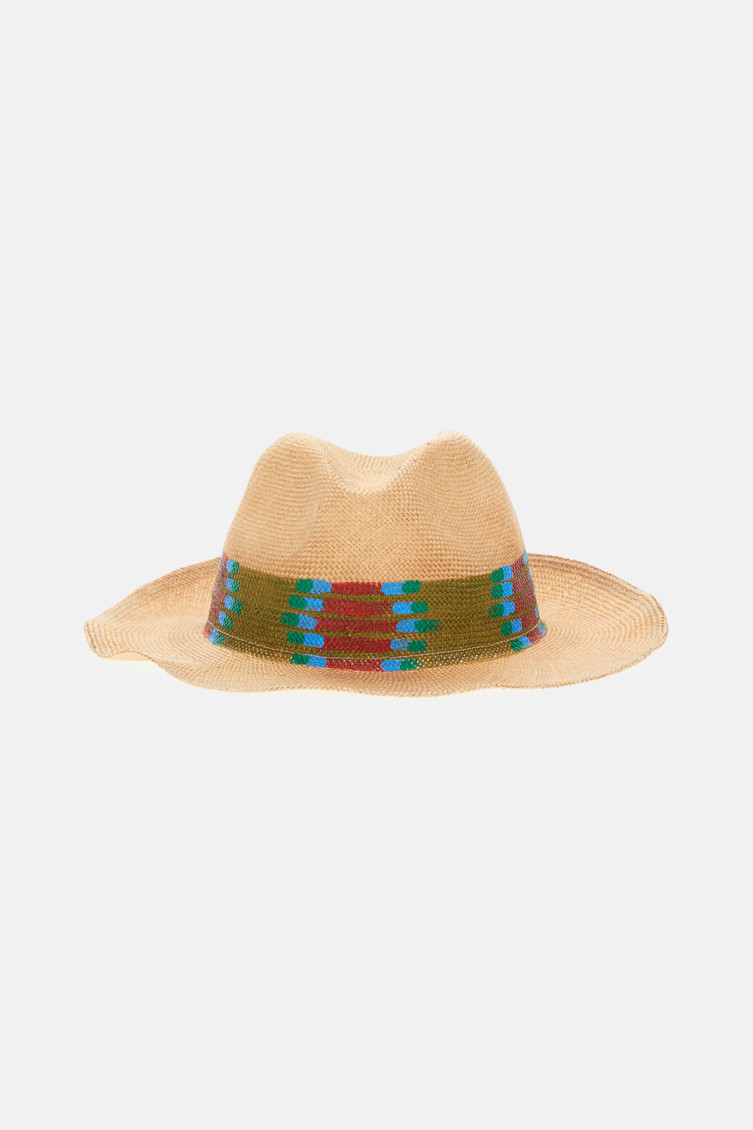 Exquisite J Beige Rafia Hat In Multi