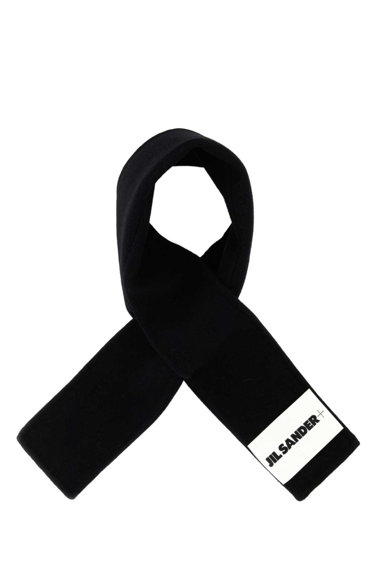 Jil Sander Rectangular Wool Scarf Soft Texture In Black