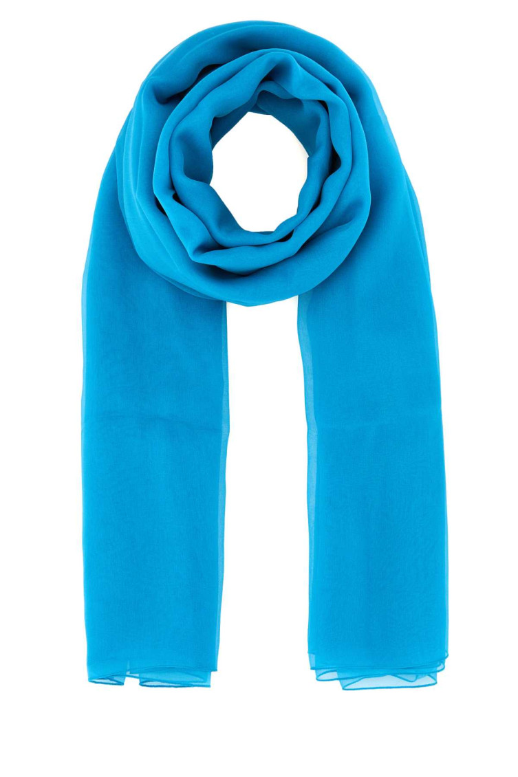 Alberta Ferretti Sheer Silk Scarf Lightweight Fabric In Blue