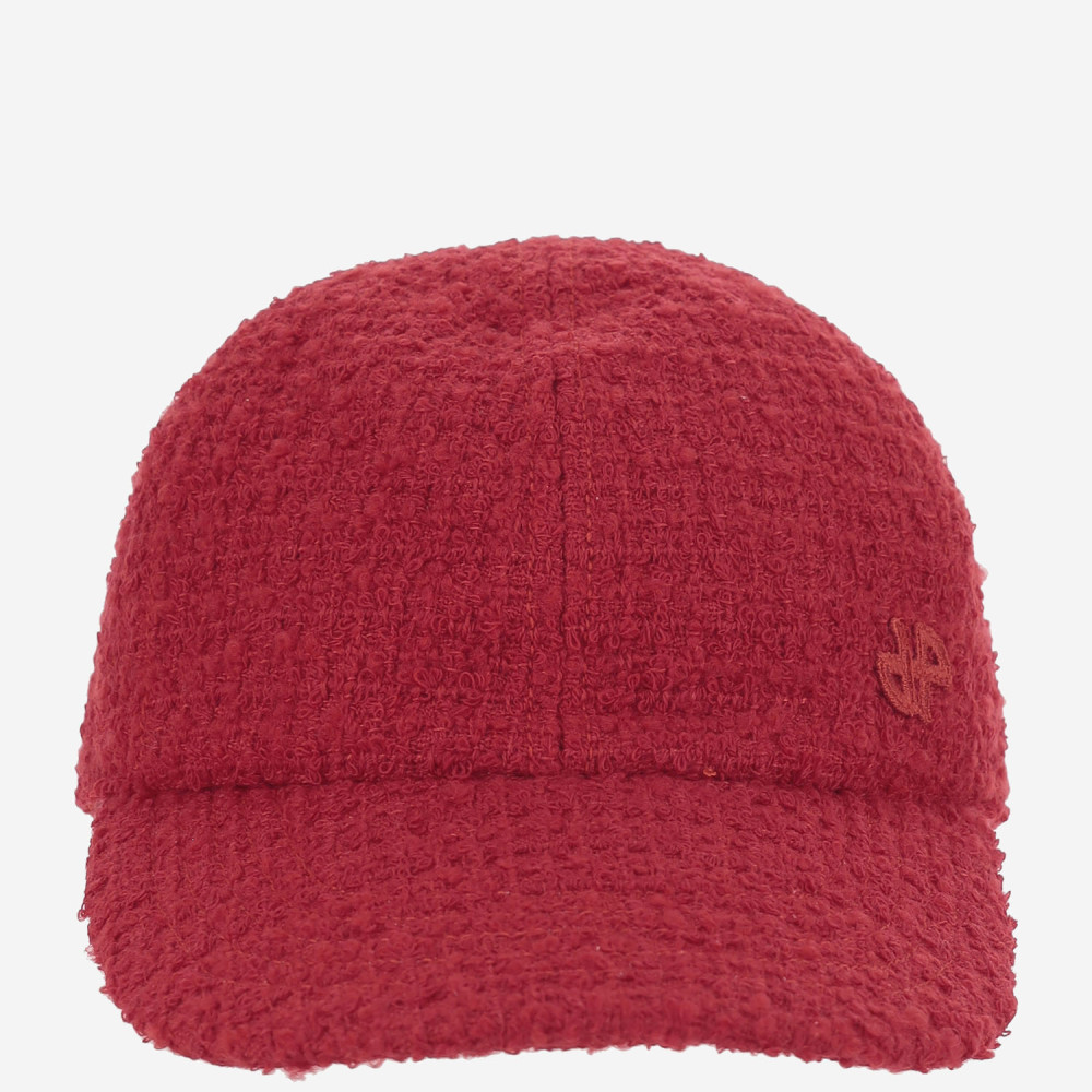 Patou Red Textured Tweed Baseball Cap In Red