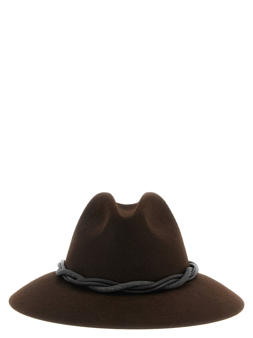 Brunello Cucinelli Brown Moniles Solid Fedora Hat In Brown
