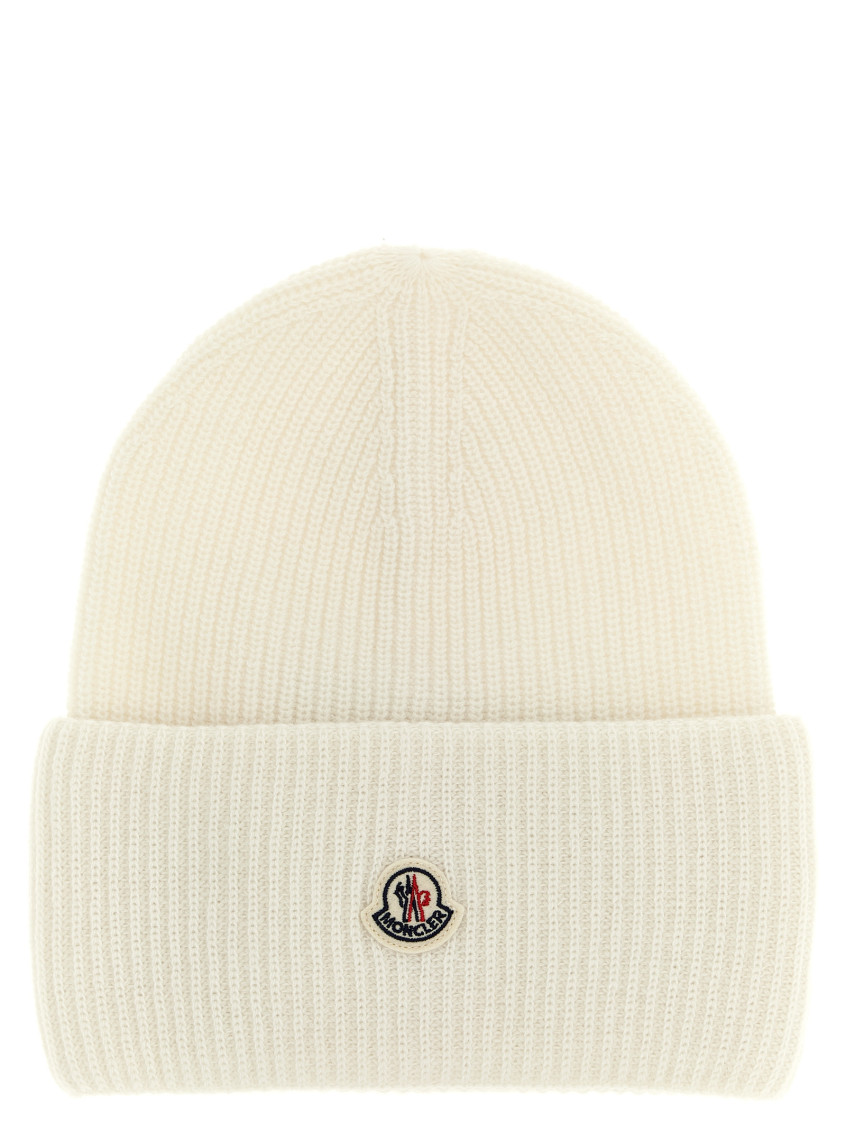 Moncler Ribbed-knit Wool Beanie In White