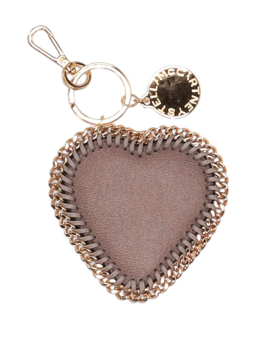 Stella Mccartney Taupe Heart Shaped Solid Key Charm In Brown
