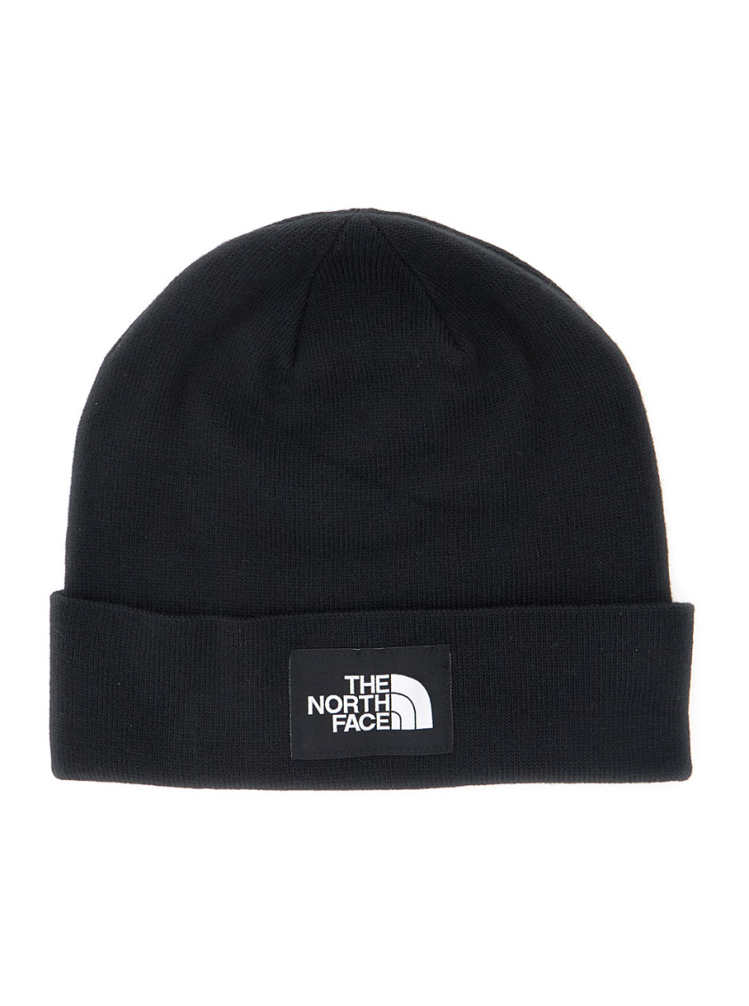 The North Face Black Textured Logo Beanie Hat In Gold