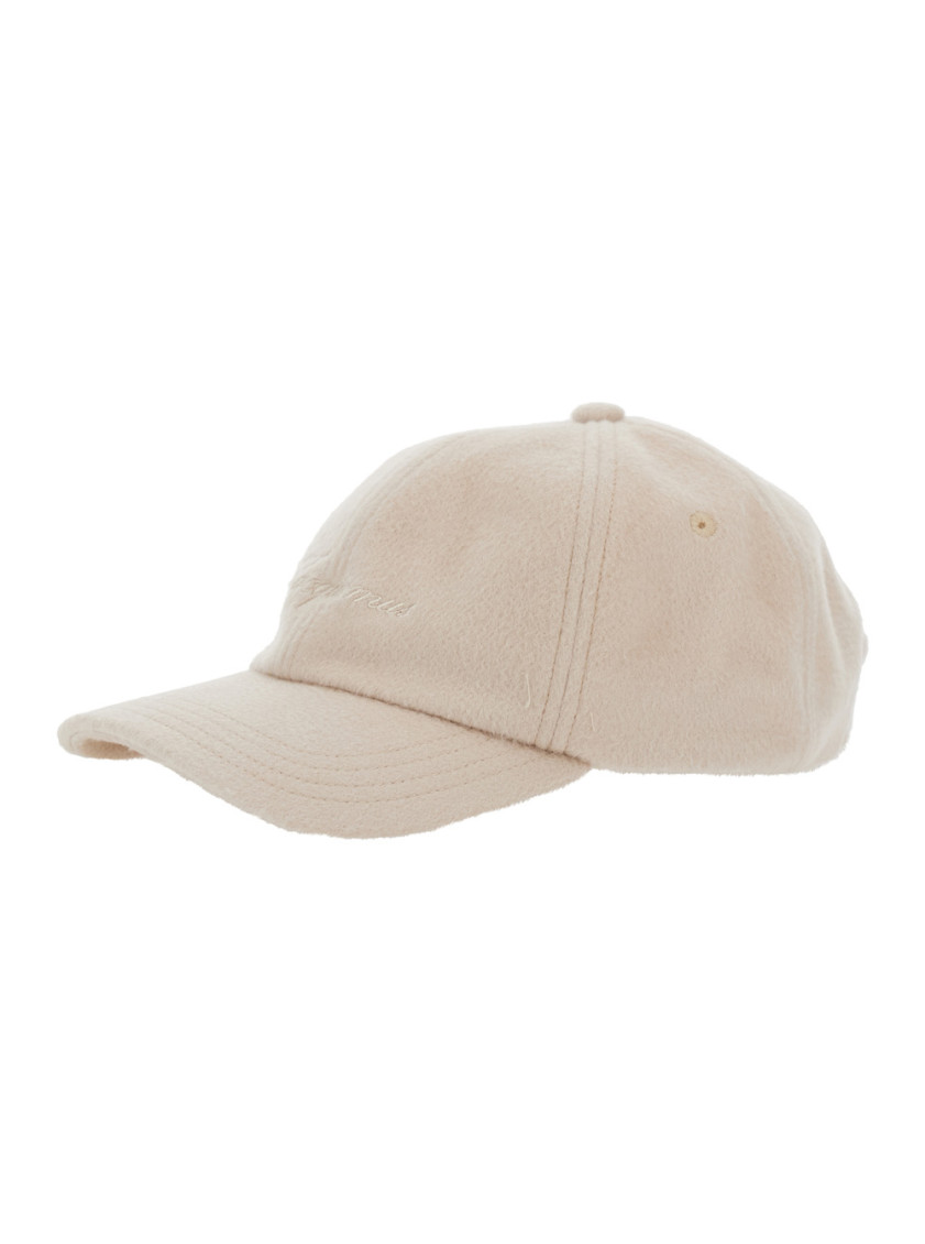Jacquemus Beige Baseball Cap With Logo Lettering Embroidery On The Front In Wool Man In Neutral