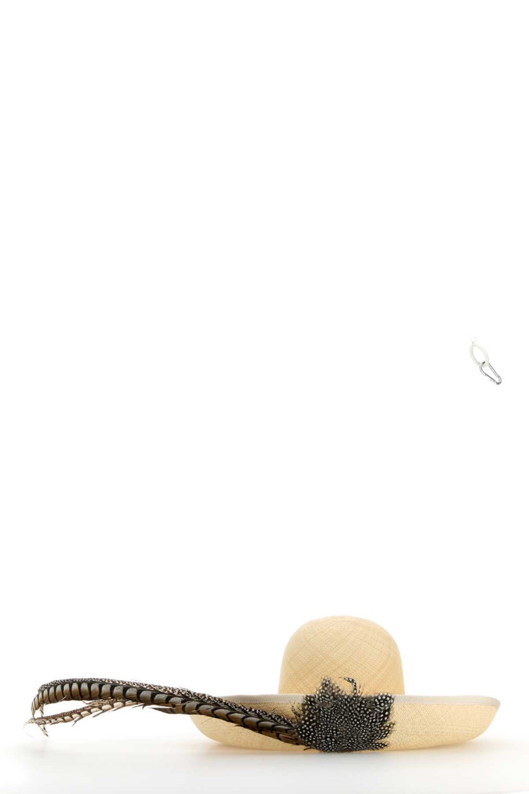 Valentino Beige Embellished Straw Hat In Neutral
