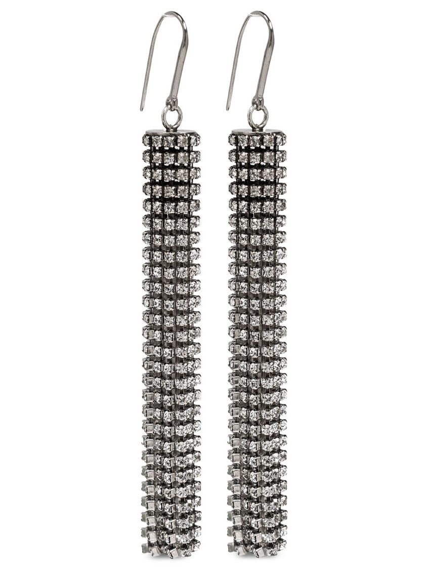 Isabel Marant Dangling Rhinestone Drop Earrings In Silver
