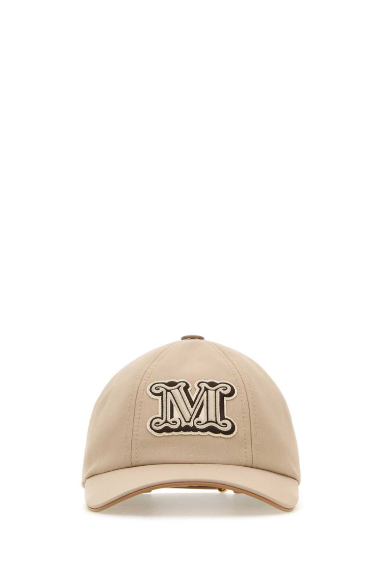 Max Mara Cotton Libero Baseball Cap With Curved Brim In Beige