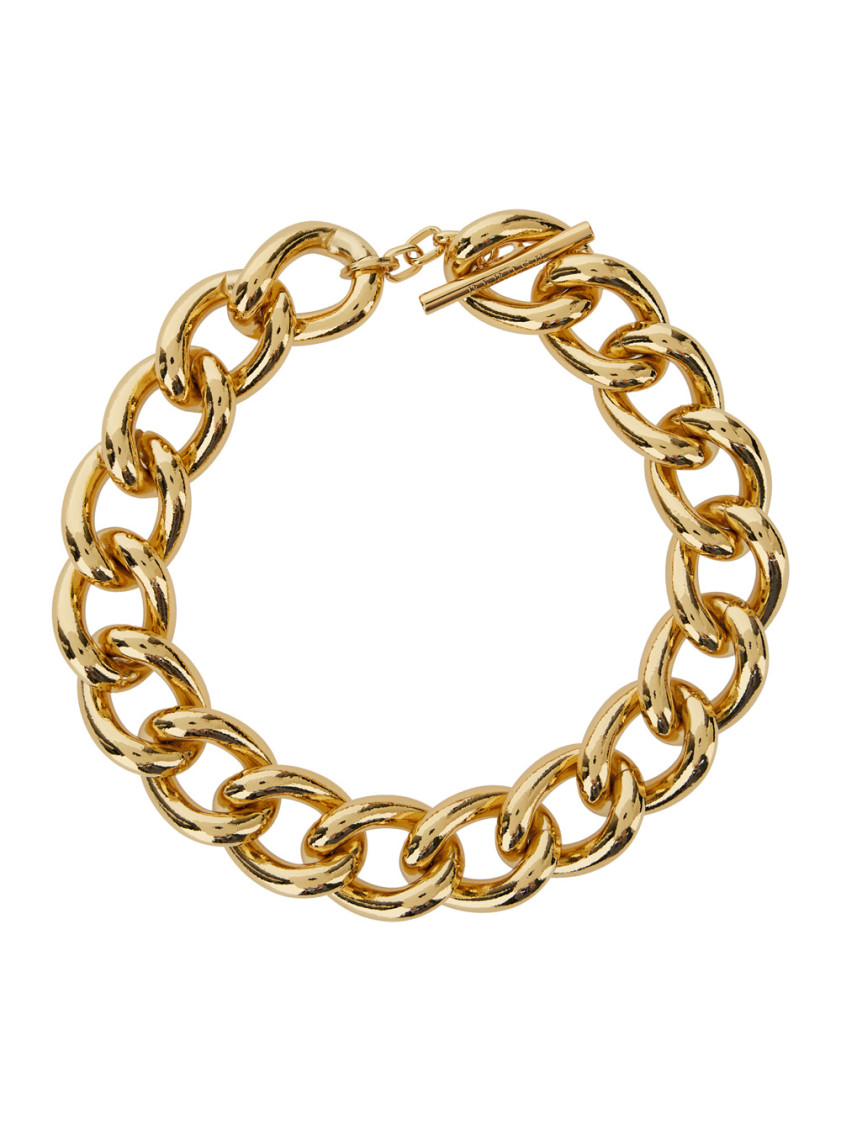 P.a.r.o.s.h Gold Tone Chain-link Necklace With Clasp Logo Closure In Golden