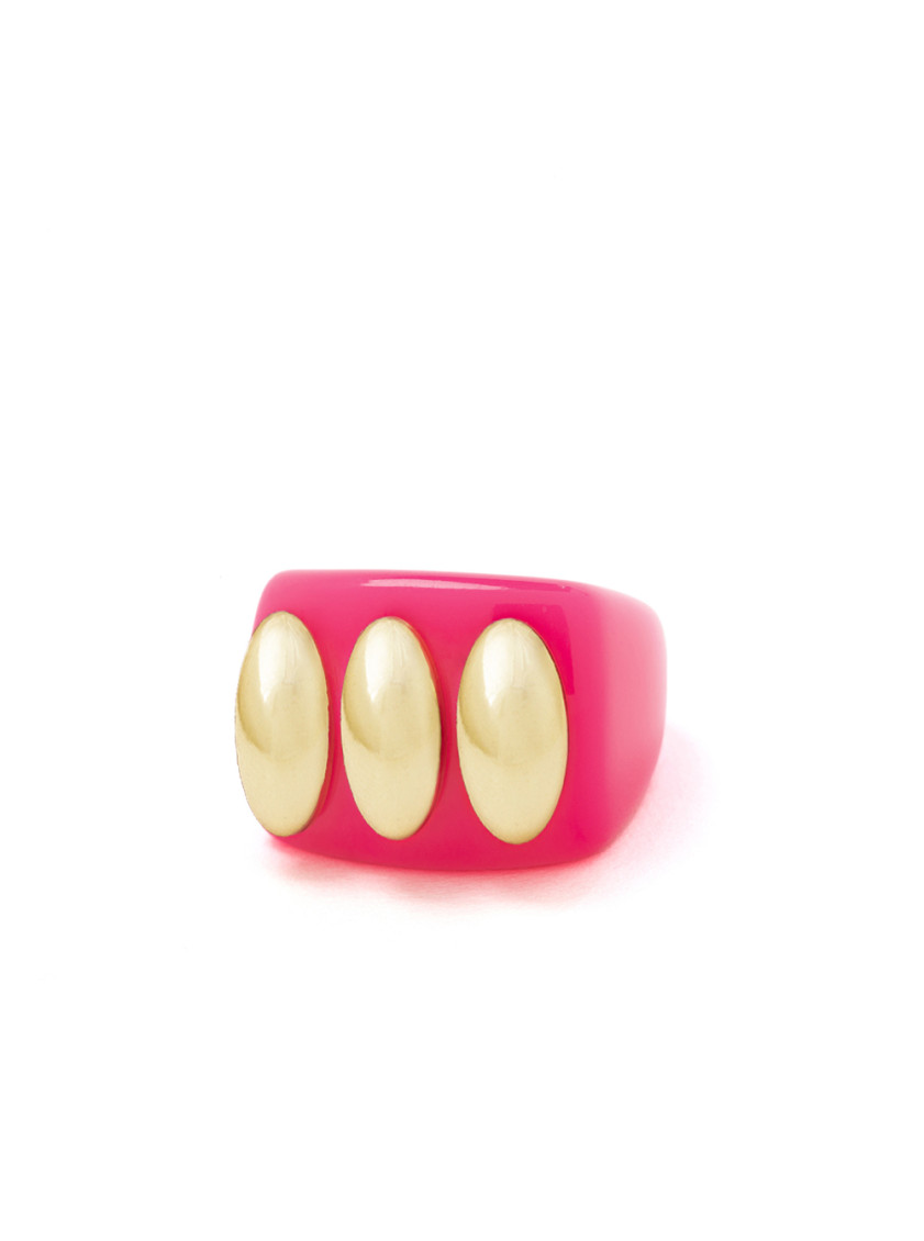 La Manso Fluopink Knuckle Duster Pink Plastic Ring In Pink
