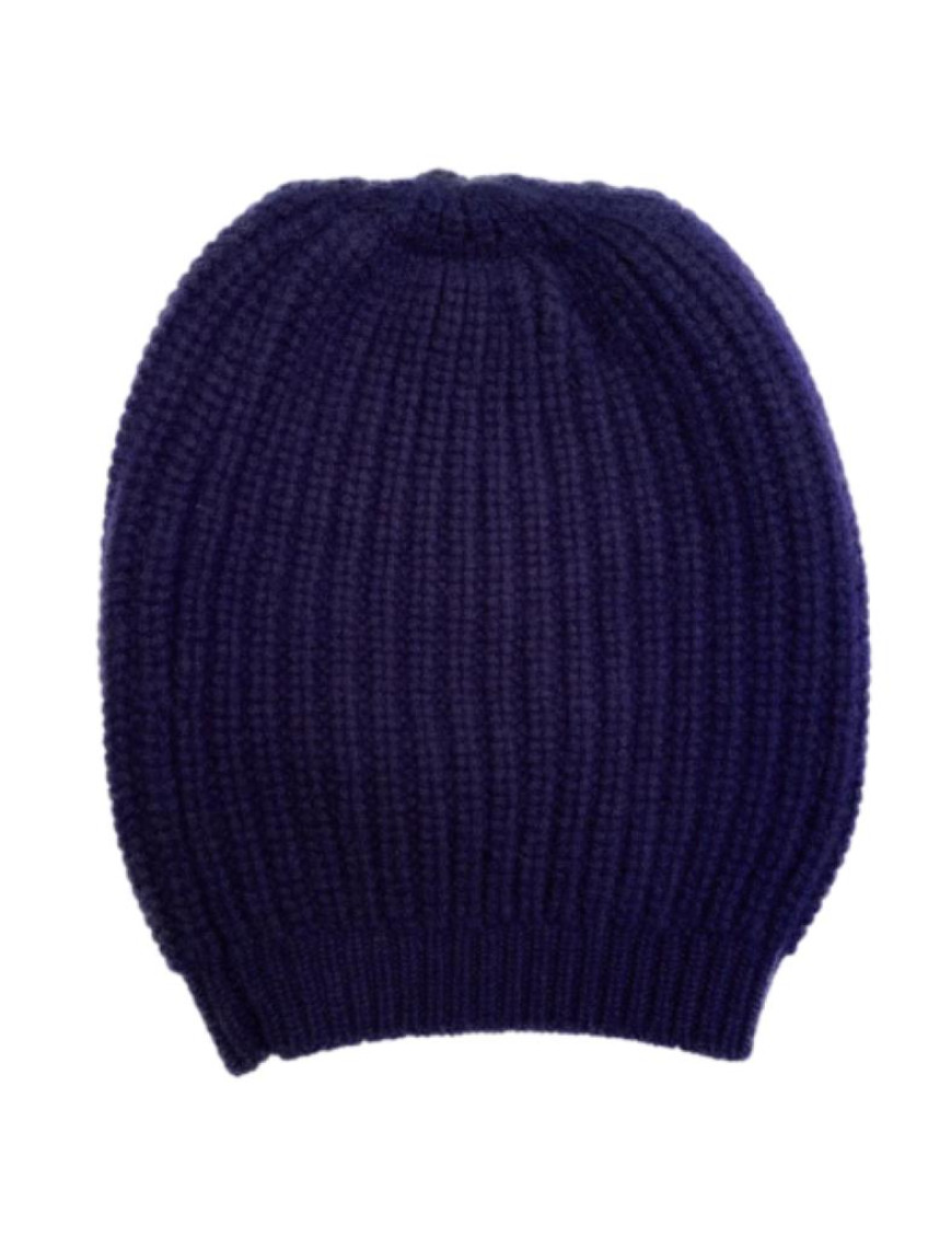 La Rose Navy Blue Classic Beanie Hat In Navy Blue