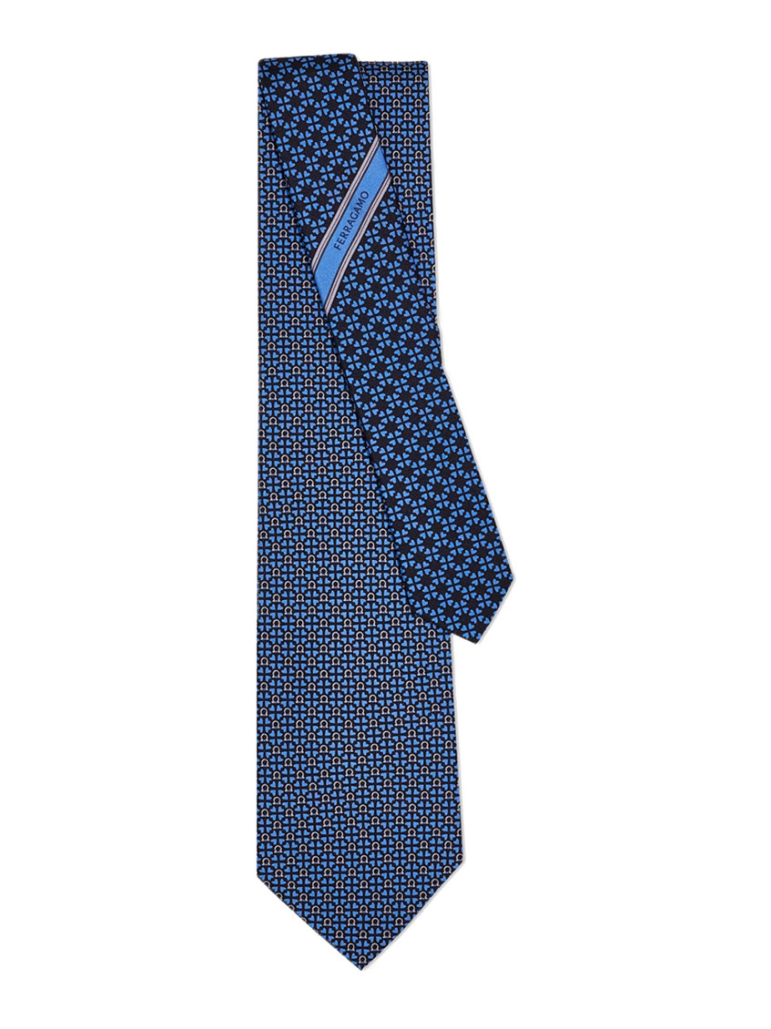 Ferragamo Gancini And Hearts Printed Ada Silk Tie